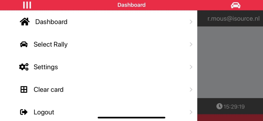 Rallycheck - Menu