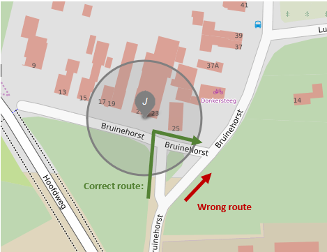Positioning rcontrol with correct and wrong route