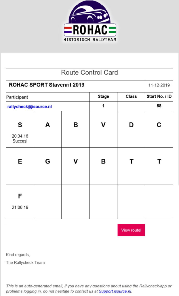Route Control Card