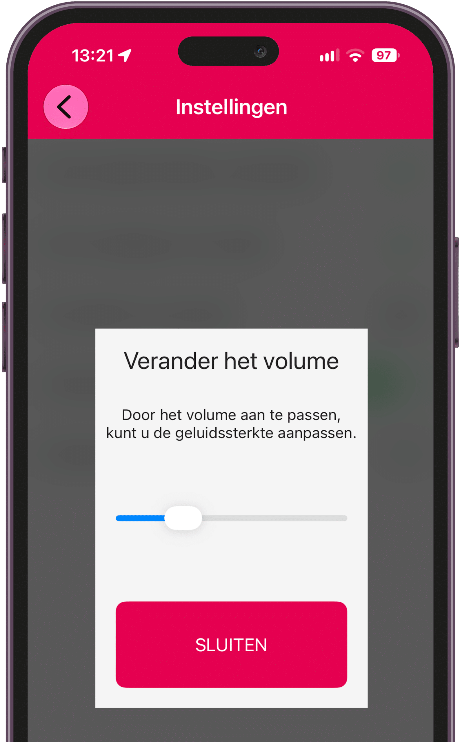 Rallycheck app - verander het volume op iOS