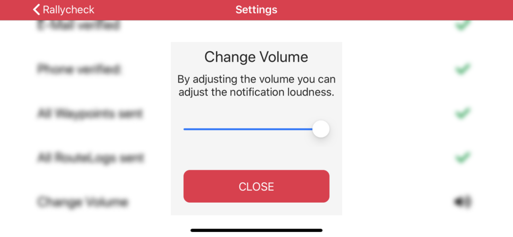 Rallycheck change volume