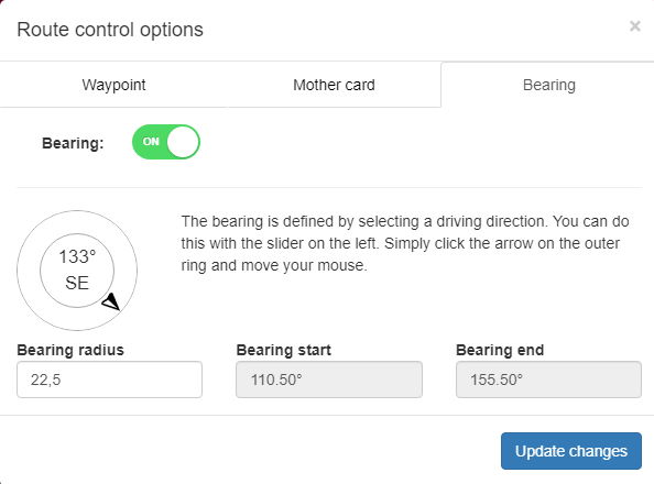 Route Control Options Bearing 2