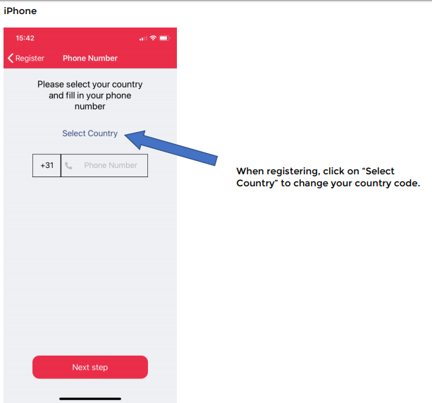 Selecting country code - iPhone