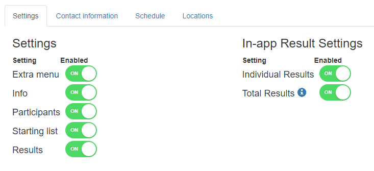 Rallycheck app settings