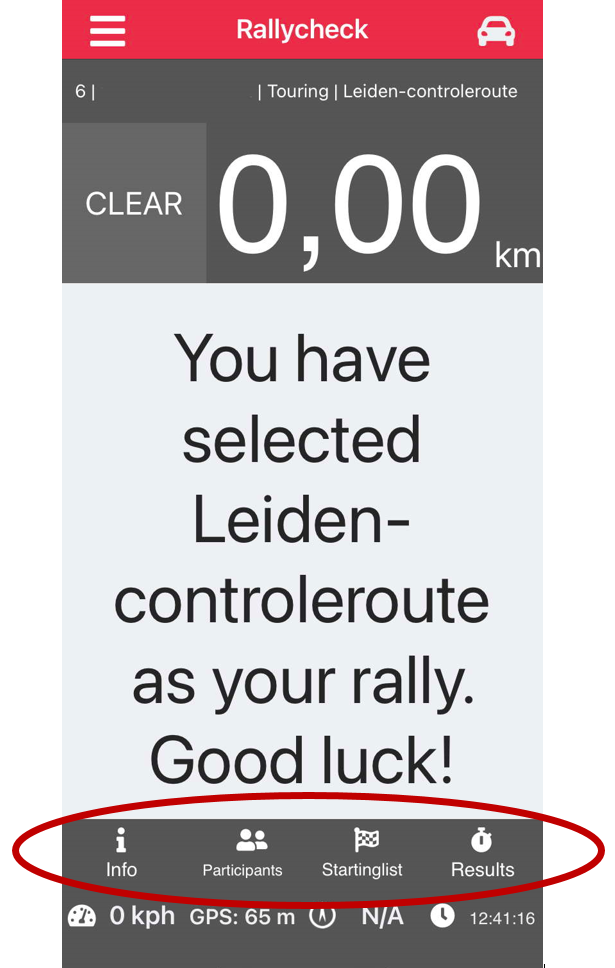 Rallycheck extra menu in app