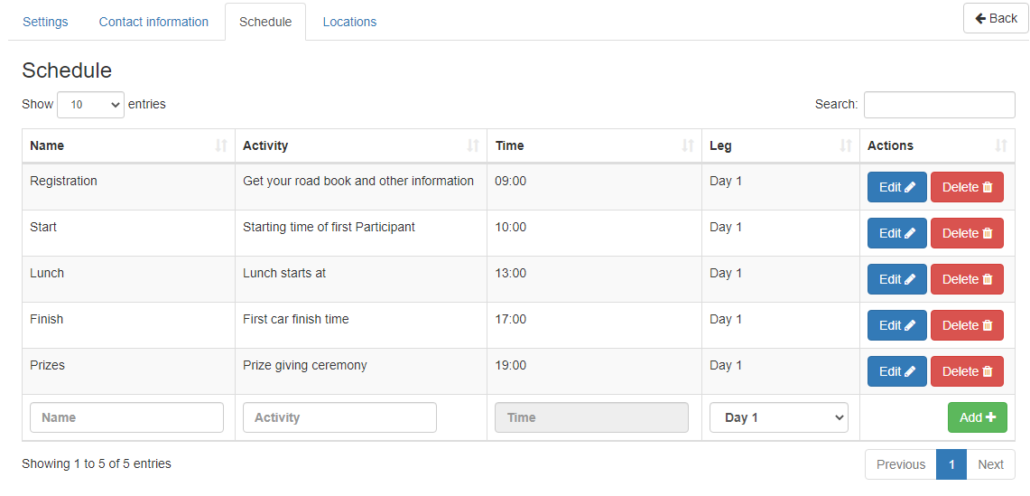apps menu page - schedule